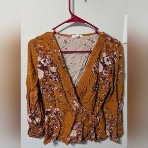 Maurices Mustard Floral Blouse